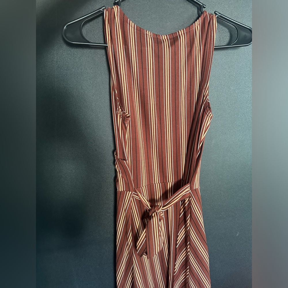 Size M Wrap V-Neck Striped Casual Dress REBEL SUGAR